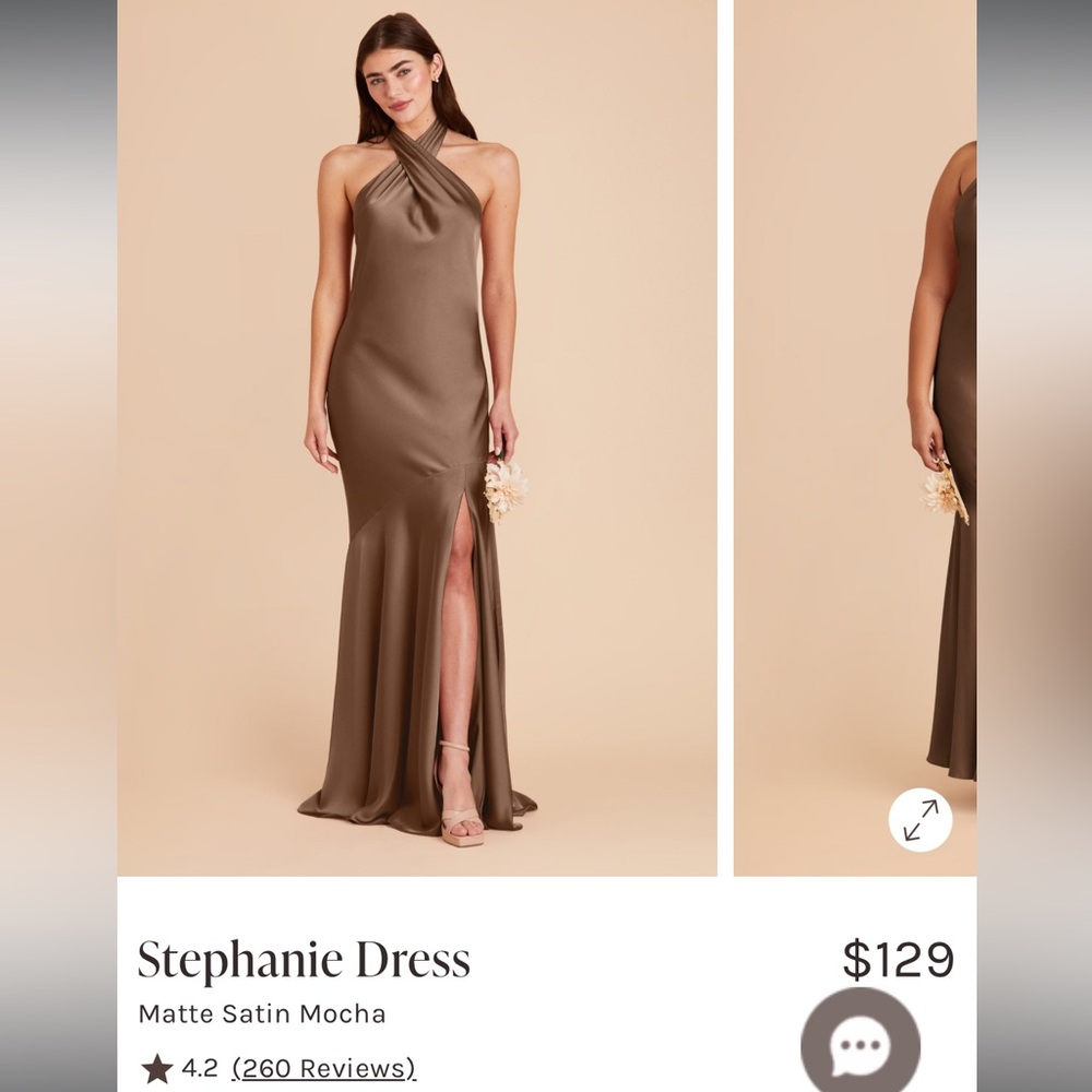 Birdy Grey, Stephanie Matte Satin Dress - Mocha Halter Maxi Dress